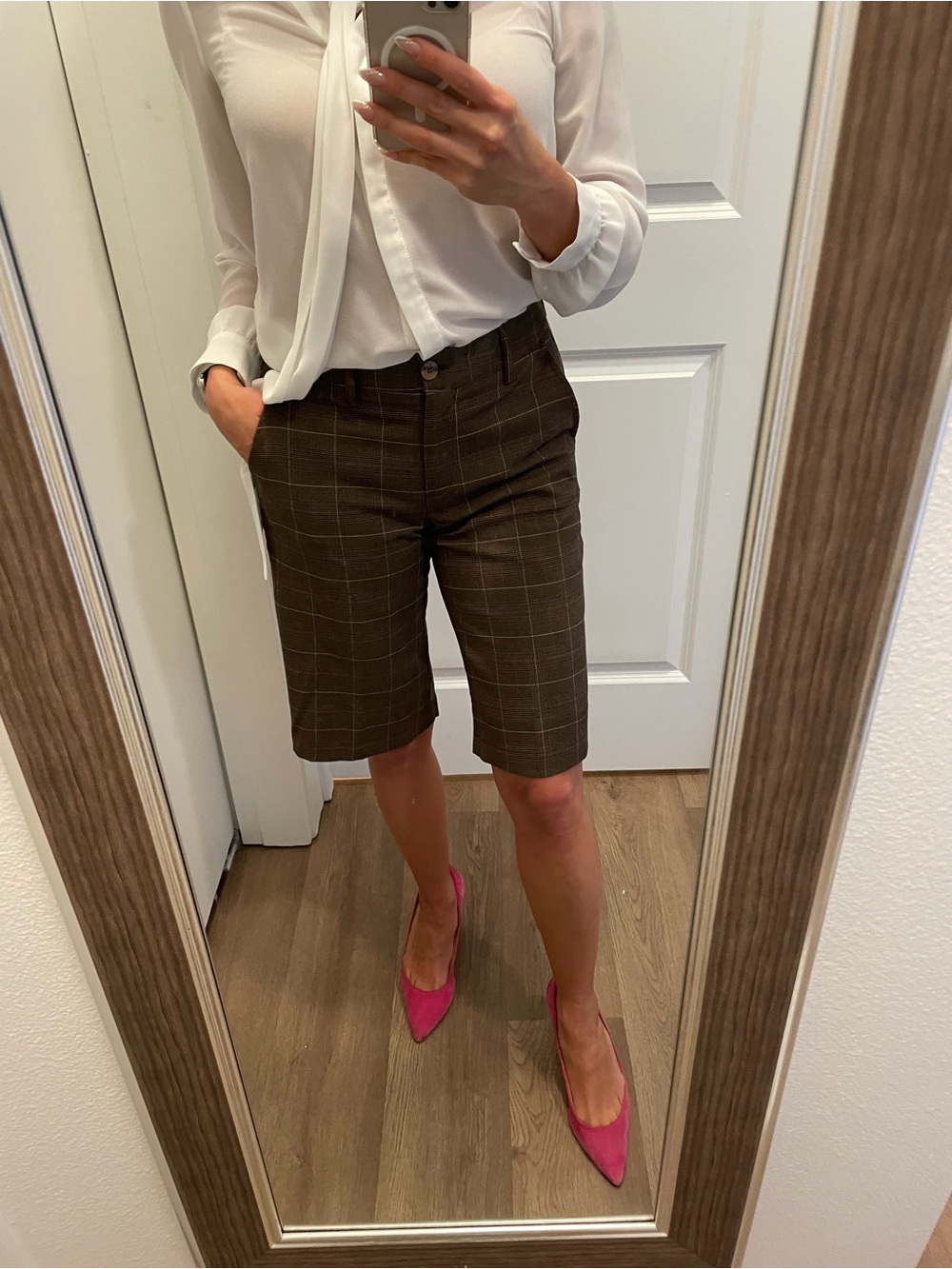 Anthropologie Brown Plaid Bermuda Shorts
